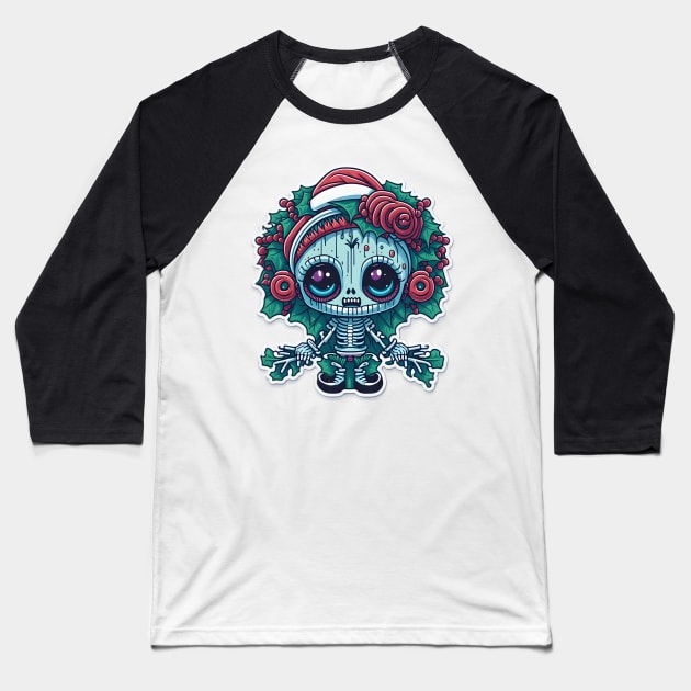 Skeleton Xmas Baseball T-Shirt by Shiwwa